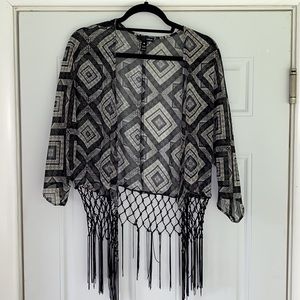 Aqua Kimono with Fringe